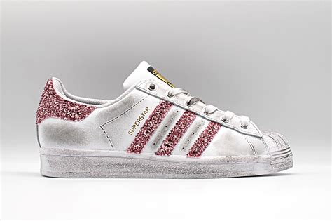 weiße adidas schuhe mit rosa streifen mit glitzer|Adidas Superstar .